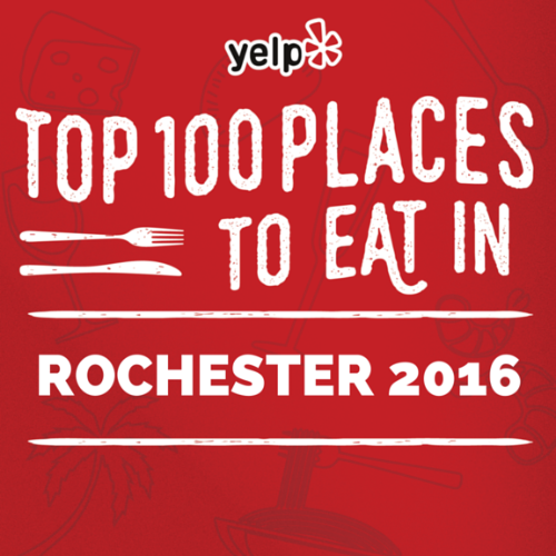 Text: Yelp Top 100 Places to Eat in Rochester 2016