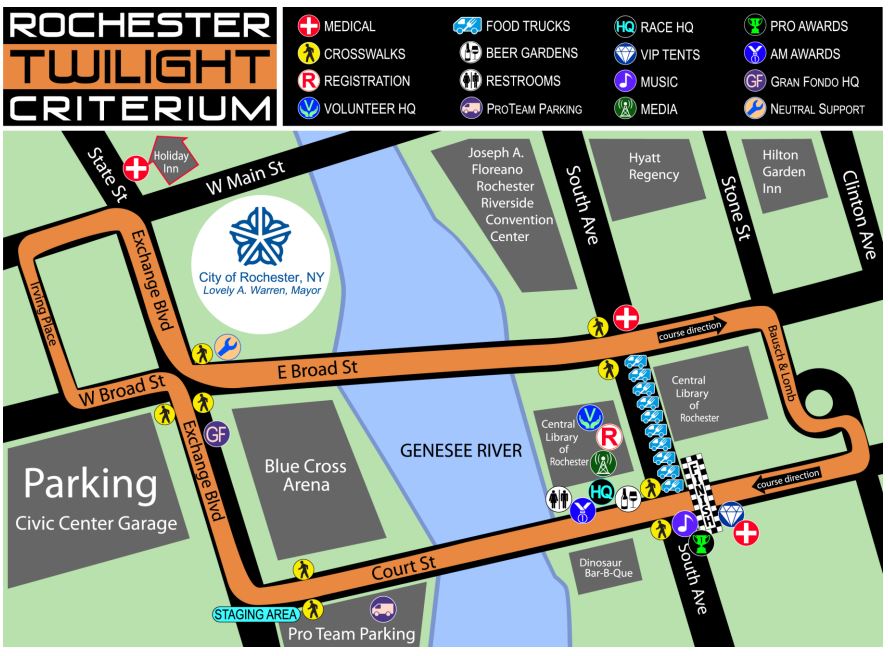 Twilight Criterium logo and map