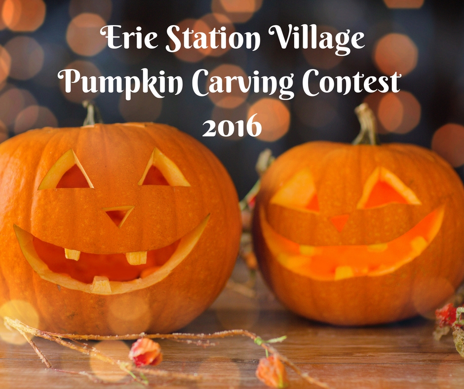 Text: Erie Station Village Pumpkin Carving Contest 2016