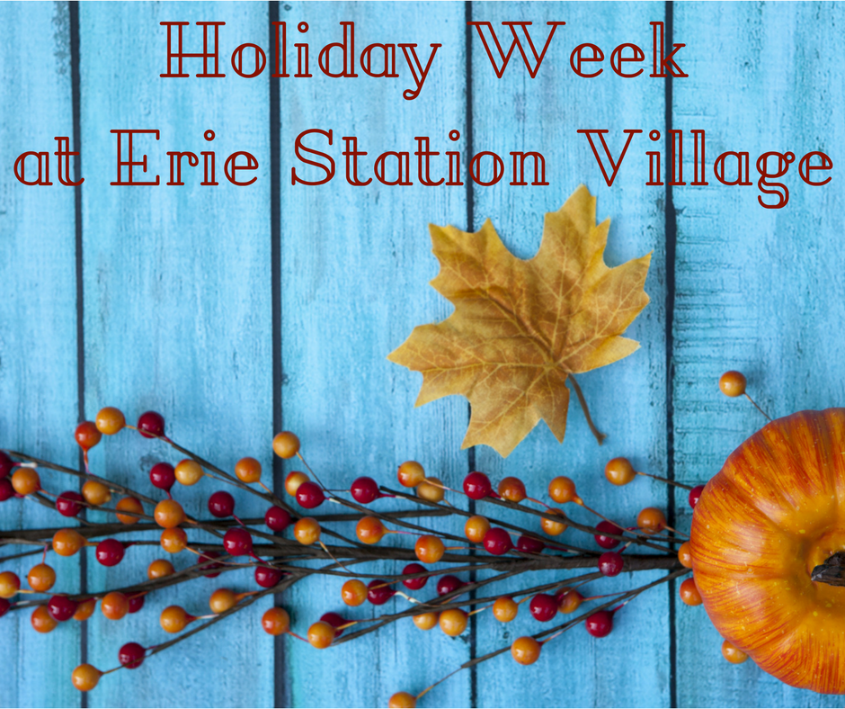 Text: Holiday Week at Erie Station Village