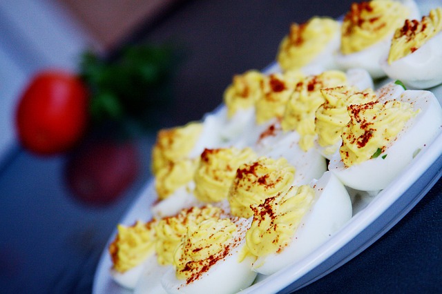 Plate of deviled eggs