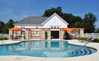 Pool and pool house at Erie Station Village.