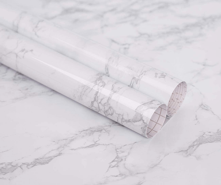 Two rolls of faux marble contact paper