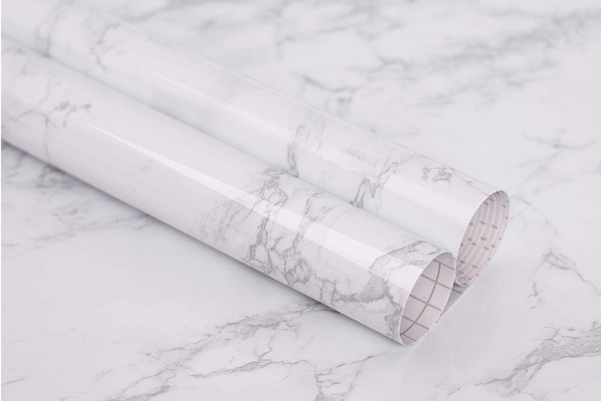 Two rolls of faux marble contact paper