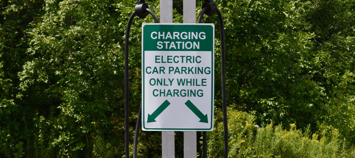 Electric vehicle charging station at Erie Station Village. Image Credit: Peter Infante