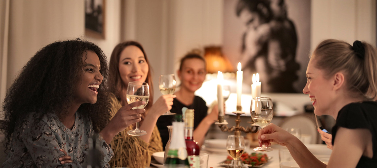 Guests at a dinner party