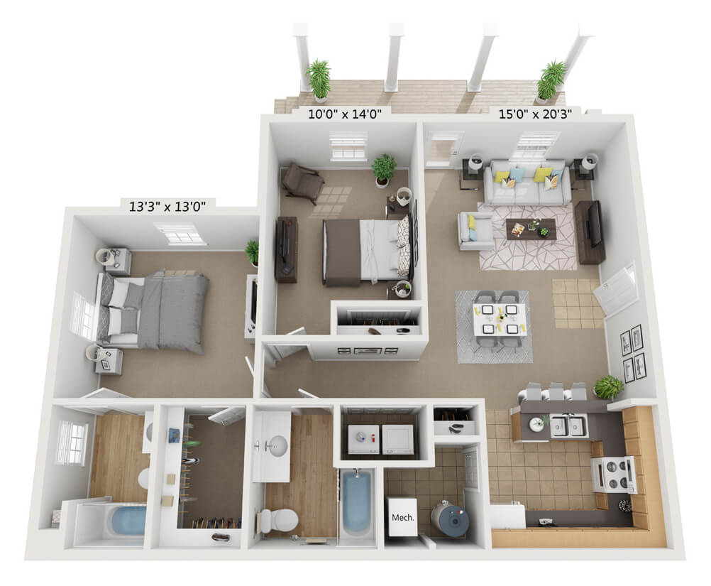 Mansion Apartment 2B 1 Floorplan